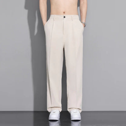 White Luxury Draped Suit Pants Men Fashion Dress Pants Korean Loose Straight Casual Pants Mens Office Formal Trousers Male S-3XL