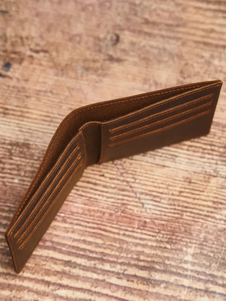 Genuine full-grain leather wallet, vintage men's wallet, stylish business card holder, the perfect gift for men