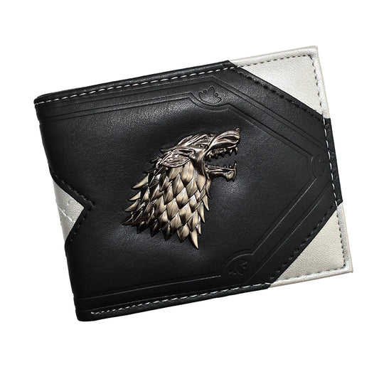 Portefeuille Homme Design Loup Métallique Cool de Haute Qualité avec Porte-Monnaie