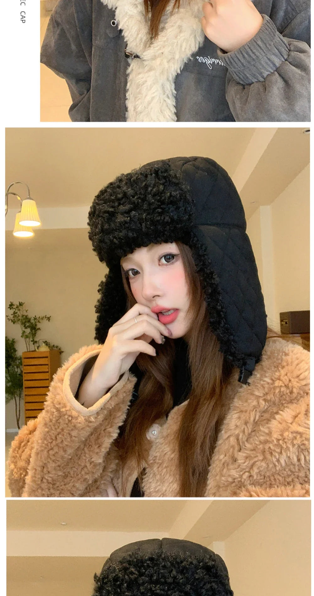 Russian Hat Thick Warm Lamb Fleece Winter Hat for Men Women Windproof Snow Ski Trapper Earflap Cap Male Female Bomber Hat