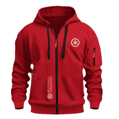 Yamaha Men's Casual Sport Hooded Sweatshirt - Spring/Autumn Street Fashion Outdoor Multi-Pocket Drawstring Loose Zipper Jacket
