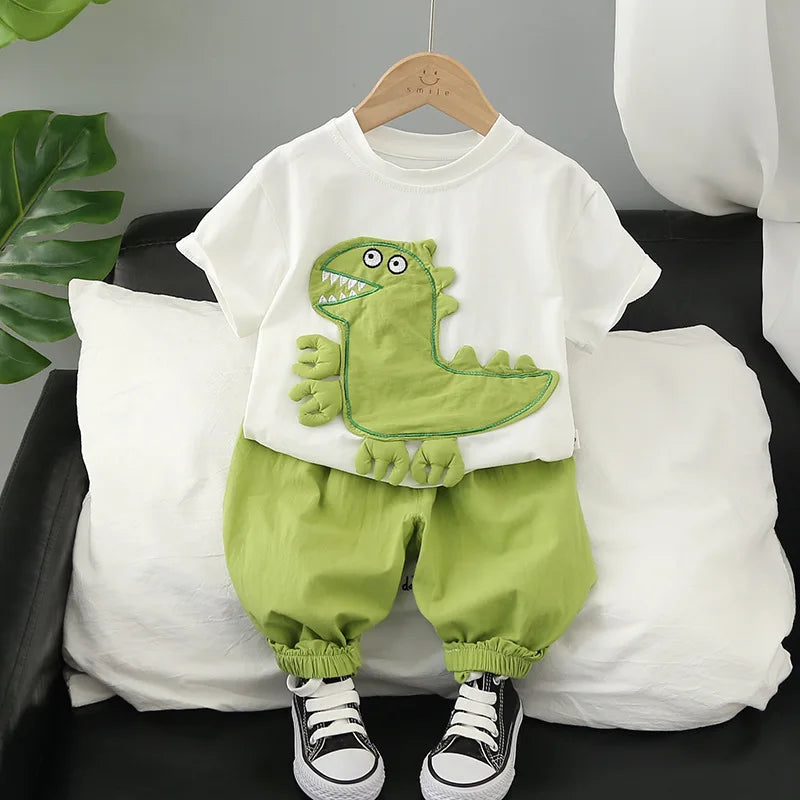 New Summer Baby Boys Cartoon Short Sleeve T-shirt+Shorts Sets Infant Kids Fashion Clothing Outfits Children Clothes Sports Suits