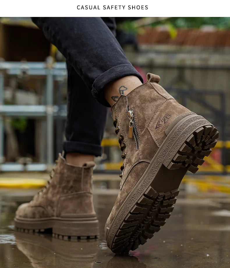Latest 2024 Fashion Pig Skin Anti Scald Welding Shoes Indestructible Steel Toe Cap Nail Proof Men Safety Work Boots Sneakers