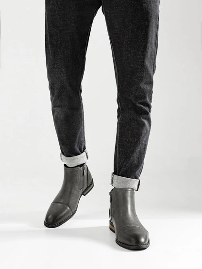 Men's Comfortable Ankle Leather Boots Men's Fashion Brand