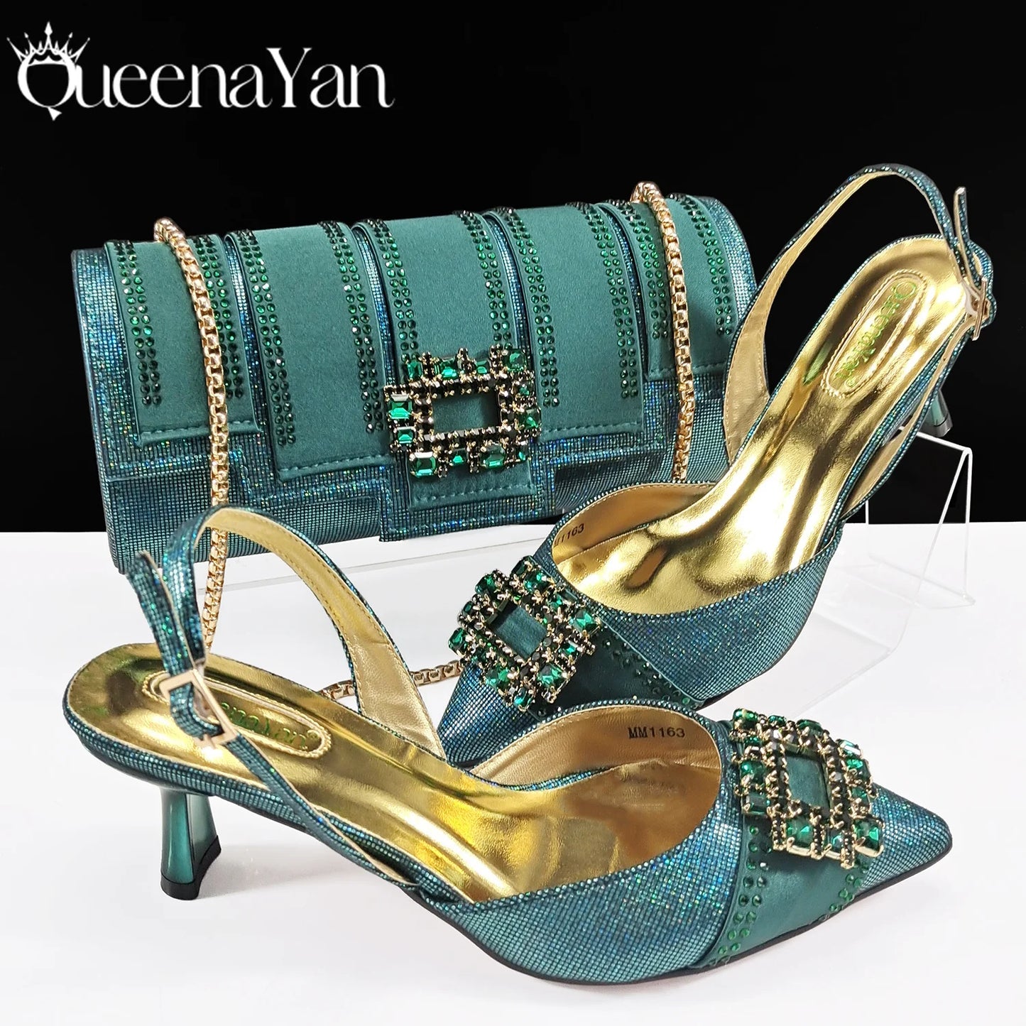 Spot Goods!Festive Elegance: Queena Yan High Quality Women's Pumps Fashion Design For African Wedding Party Ladies Shoes