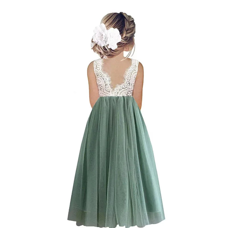 New Flower Girl Dress Baby Kids Summer Princess Party Lace Wedding Birthday Dresses Children Clothing 2 4  6 8 10 12 14