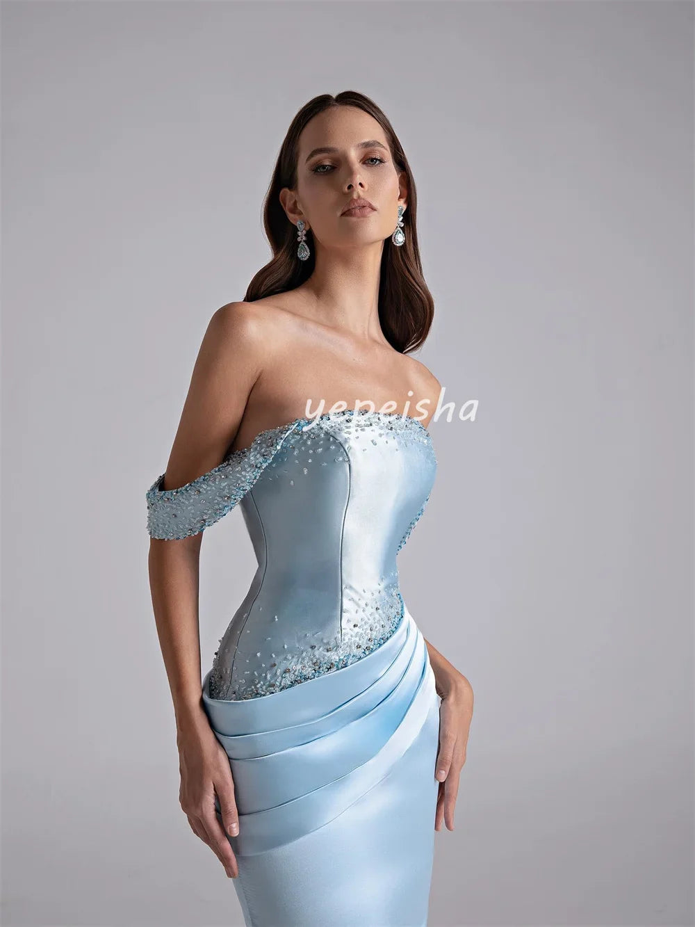 Customized Sexy Elegant Sequined Beading Mermaid Off-the-shoulder Long Dresses Bespoke Occasion Dresses Sizes Available Fashion