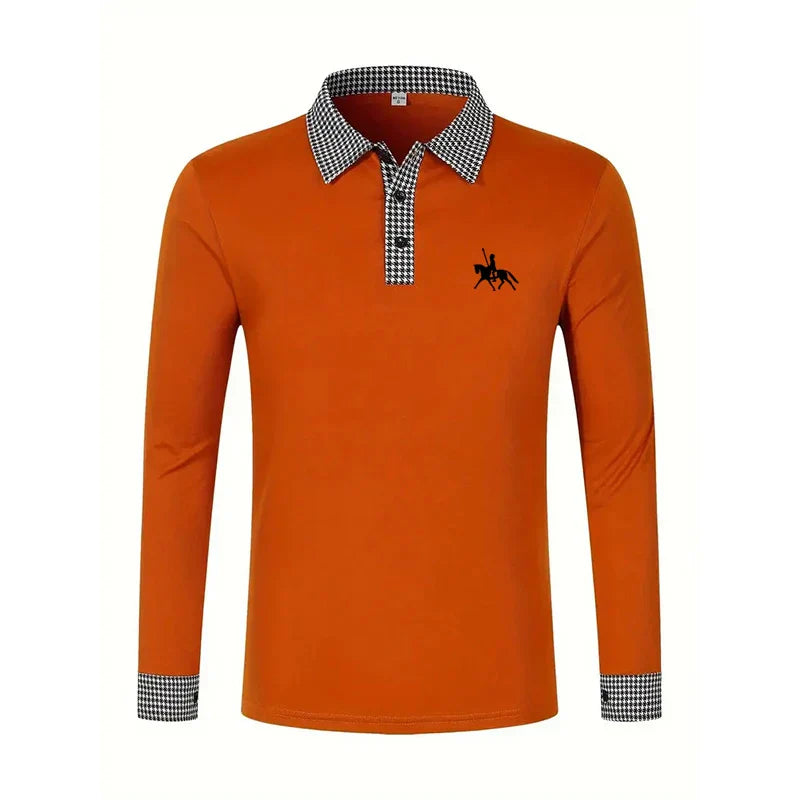 Spring and Autumn Men's Long Sleeve Polo Shirt Classic Business Office T-shirt Male Street Casual Fashion Solid Color Top