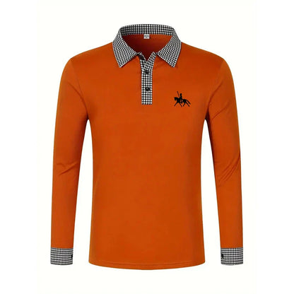 Spring and Autumn Men's Long Sleeve Polo Shirt Classic Business Office T-shirt Male Street Casual Fashion Solid Color Top