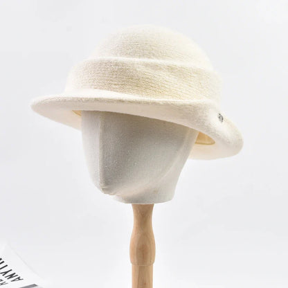 Women Elegant Party Formal Fedora Hat Winter Dome Basin Hat  Female Fashion Headwear