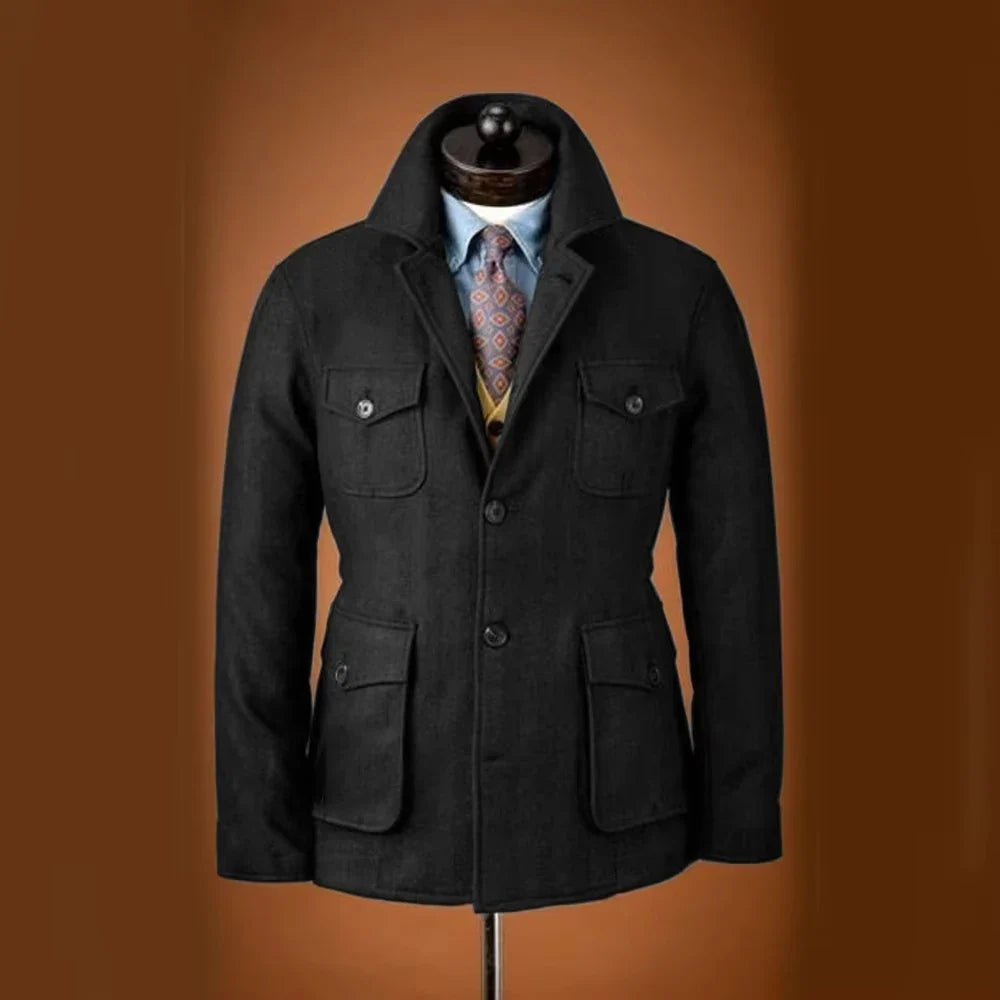 Men's Tweed Jacket Tuxedo Woolen Suit High Quality Costumes Wool Single Breasted Casual Slim Fit Male Blazers Autumn Winter