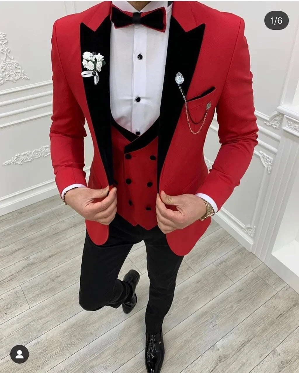 Costume Homme Red Men Suit 3 Pieces Wedding Dress Tuxedos Slim Fit Groom Prom Party Blazer Hombre Terno Masculino Slim Fit