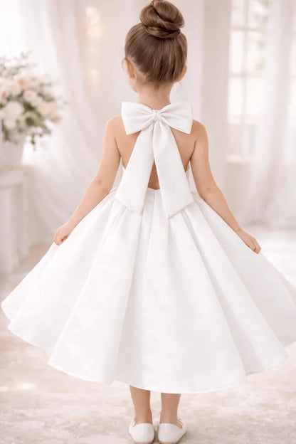 Satin Flower Girl Dress Mini Bridal Wedding Dress Kids Ball Gown 1st Communion Frock Pageant Gown Vestidos De Noiva Customized