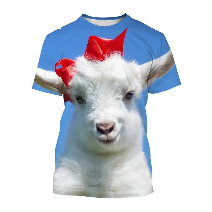 Funny Animal Goat 3D Print Men's T-Shirts Streetwear Men Fashion Harajuku Casual Oversized O-Neck Unisex Clothes Tees Tops