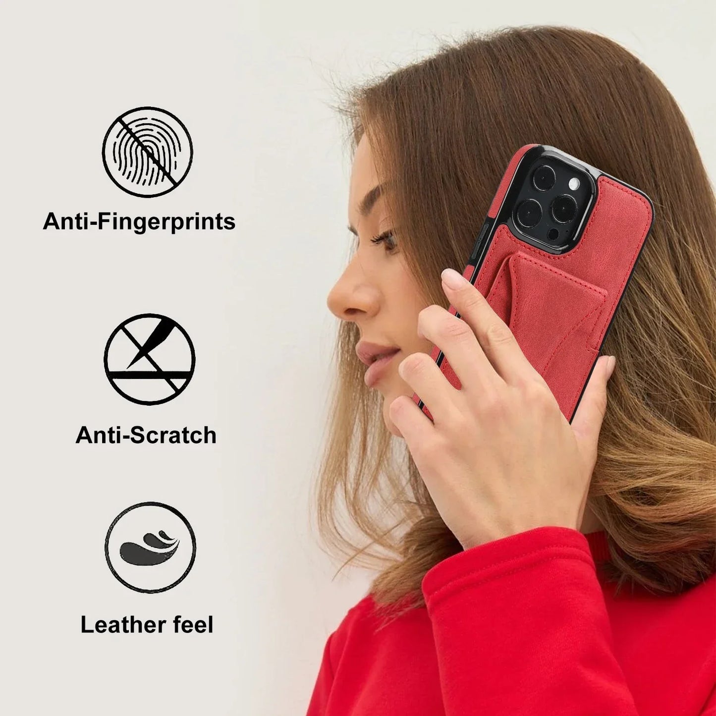 High Quality PU Leather Protective Credit Card Slots Foldable Kickstand Phone Case for iPhone 16 Pro Max 15 Plus 14 13 12 11