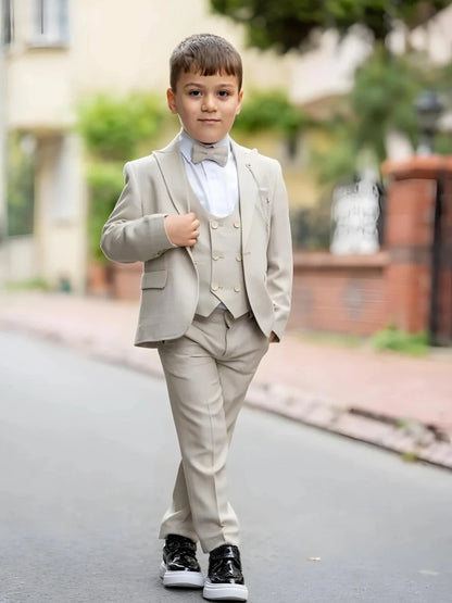 Newest Boys Suits Peak Lapel 3 Pieces Wedding Ring Bearer Outfit Classic Comfortable Kids Suit Set Performance Tuxedo