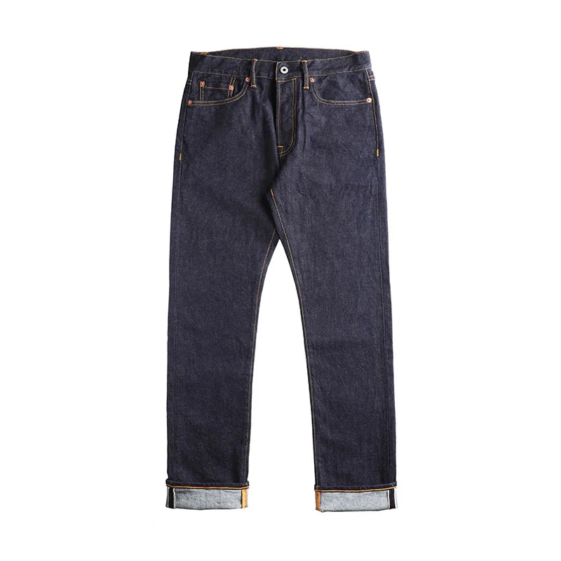 Washed Slim Fitting Pants Sanforized Raw Denim Jeans 12oz