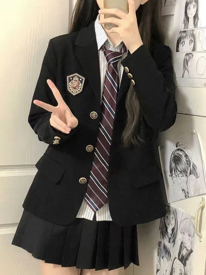 Women's Japanese School Uniform Style Basic Long Sleeve Blazer High Quality Casual Niche Design Spring Autumn Suit Jacket