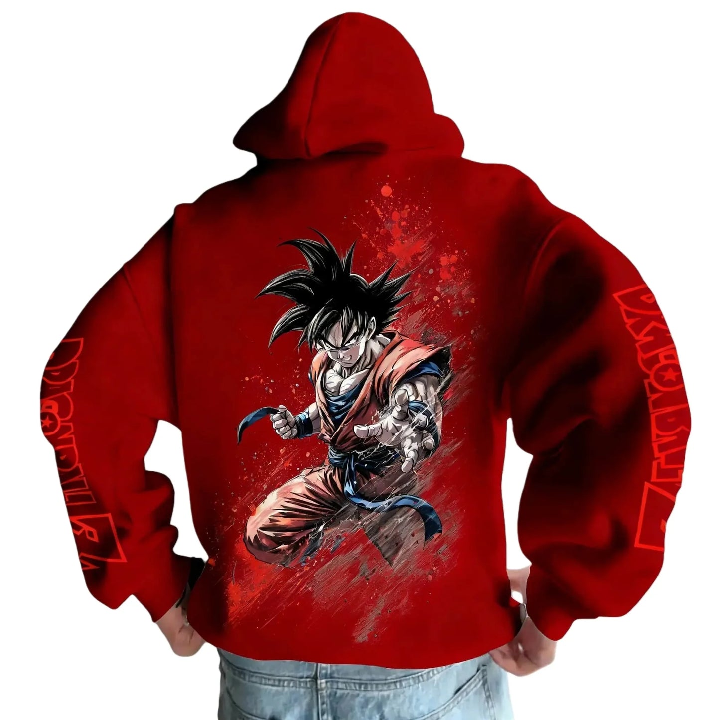 2026 Dragon Ball Retro Anime Hoodie, Son Goku Print Men's Pure Cotton Hoodie, Casual Loose Sports Daily Version Y2K Style