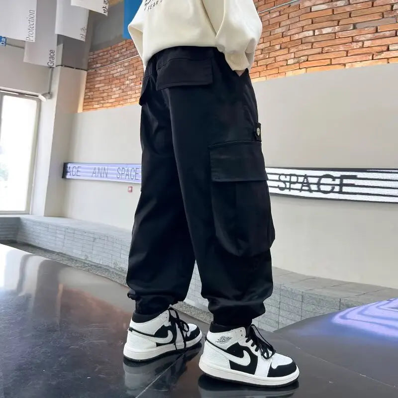 High Quality Boys Sweatpants Autumn Kids Casual Pants for Boy Korean Children's Clothes 2025 Spring Loose Cotton Red Trousers