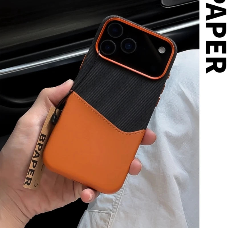 Case For iPhone 17 Pro Max Air Leather and Fabric Splicing Texture Card Insertion Magnetic Phone Cover For iPhone 17 Pro Shell