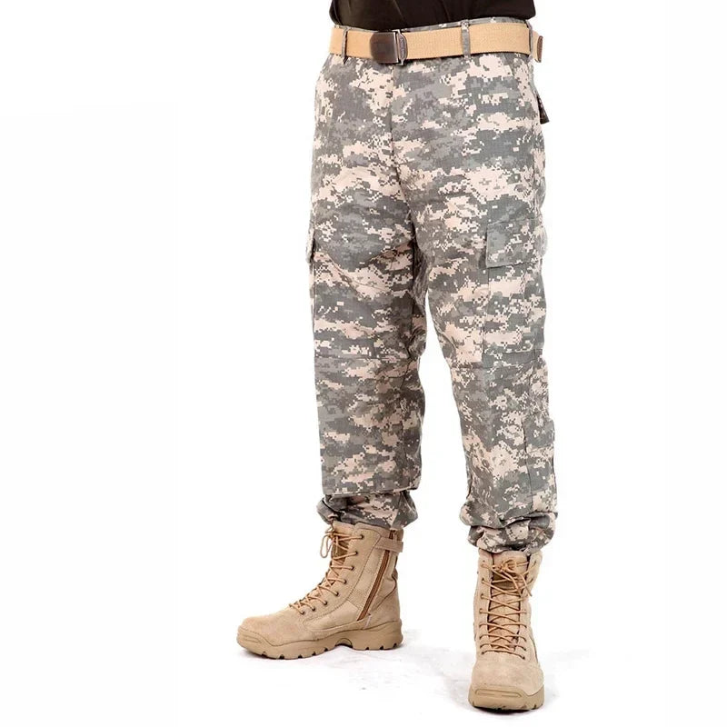 Men's Camouflage Tactical Pants Multi-Pockets Hunting Digital Camo Training  Cargo Pants New Spring  Long Trousers for Men