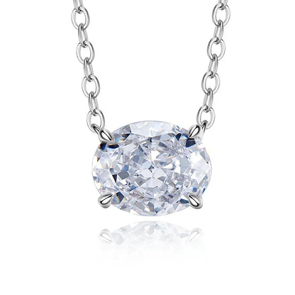 3CT Oval Cut Moissanite Pendant Necklace for Women  Certified 8*10mm Lab Diamond Neck Chain 925 Sterling Silver Fine Jewelry