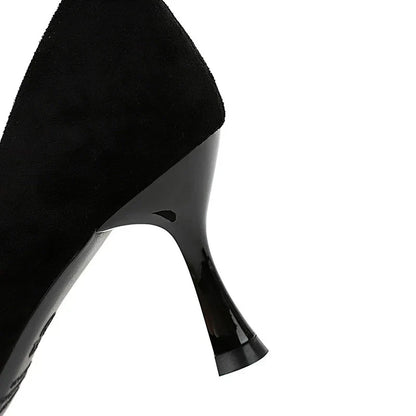 Autumn Simple Elegant 10cm 7cm High Heels Stiletto Womens Shoes Pointed Black Etiquette Professional Single Shoes Wedding Shoes