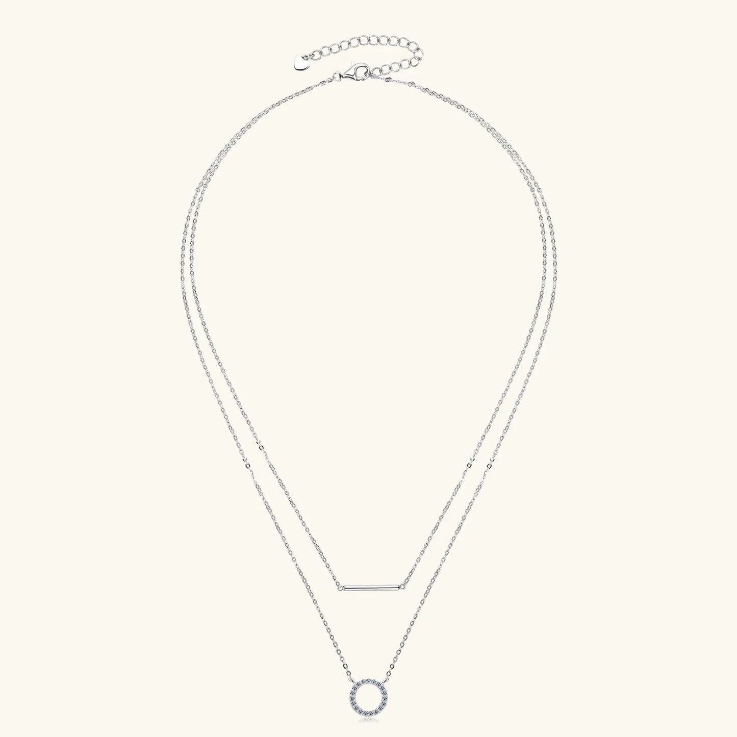 Dainty 1.5mm Moissanite Necklace for Women 14K Gold/Sterling Silver Plated Double Layer Chain Trendy Jewelry Gifts