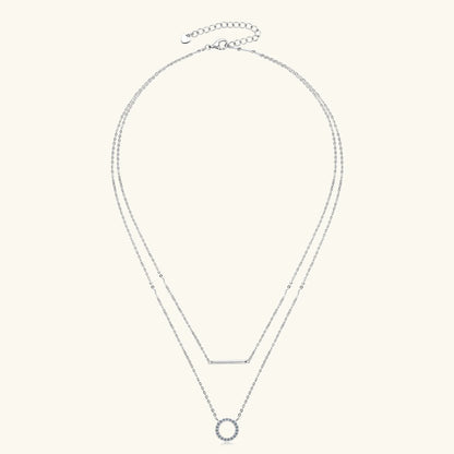 Dainty 1.5mm Moissanite Necklace for Women 14K Gold/Sterling Silver Plated Double Layer Chain Trendy Jewelry Gifts