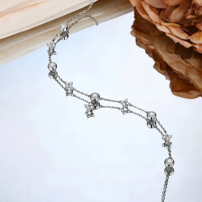 Luxury D Color Moissanite Necklace Solid 925 Silver White Gold Plated Flowers Pendent for Women Fine Jewelry Party Gift