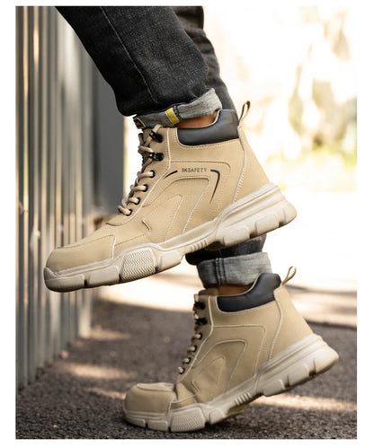 Fashion Men Boots Safety Shoes Men Work Shoes High Top Protective Safety Boots Man Anti Smash Anti-Stab Safety Work Shoes Men