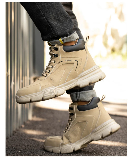 Fashion Men Boots Safety Shoes Men Work Shoes High Top Protective Safety Boots Man Anti Smash Anti-Stab Safety Work Shoes Men