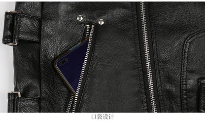 Autumn Black Motorcycle Pu Leather Vest Men Zipper Pockets Plus Size Faux Leather Biker Sleeveless Jacket 4xl 5xl