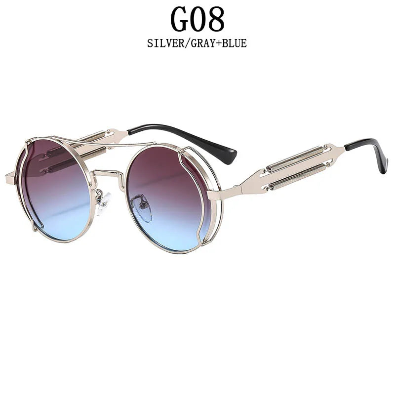 Punk Sunglasses For Men Designer Vintage Round Steampunk Fashion Glasses Retro Sunglasses Women 2024 Gafas De Sol Hombre Lunette