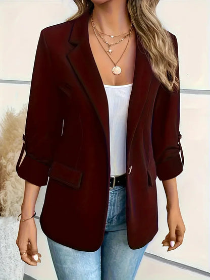 New Women's Blazers Long-sleeved Cardigan Single Button Simple Office Suit Top Commuting Fashion Versatile Basic Coats