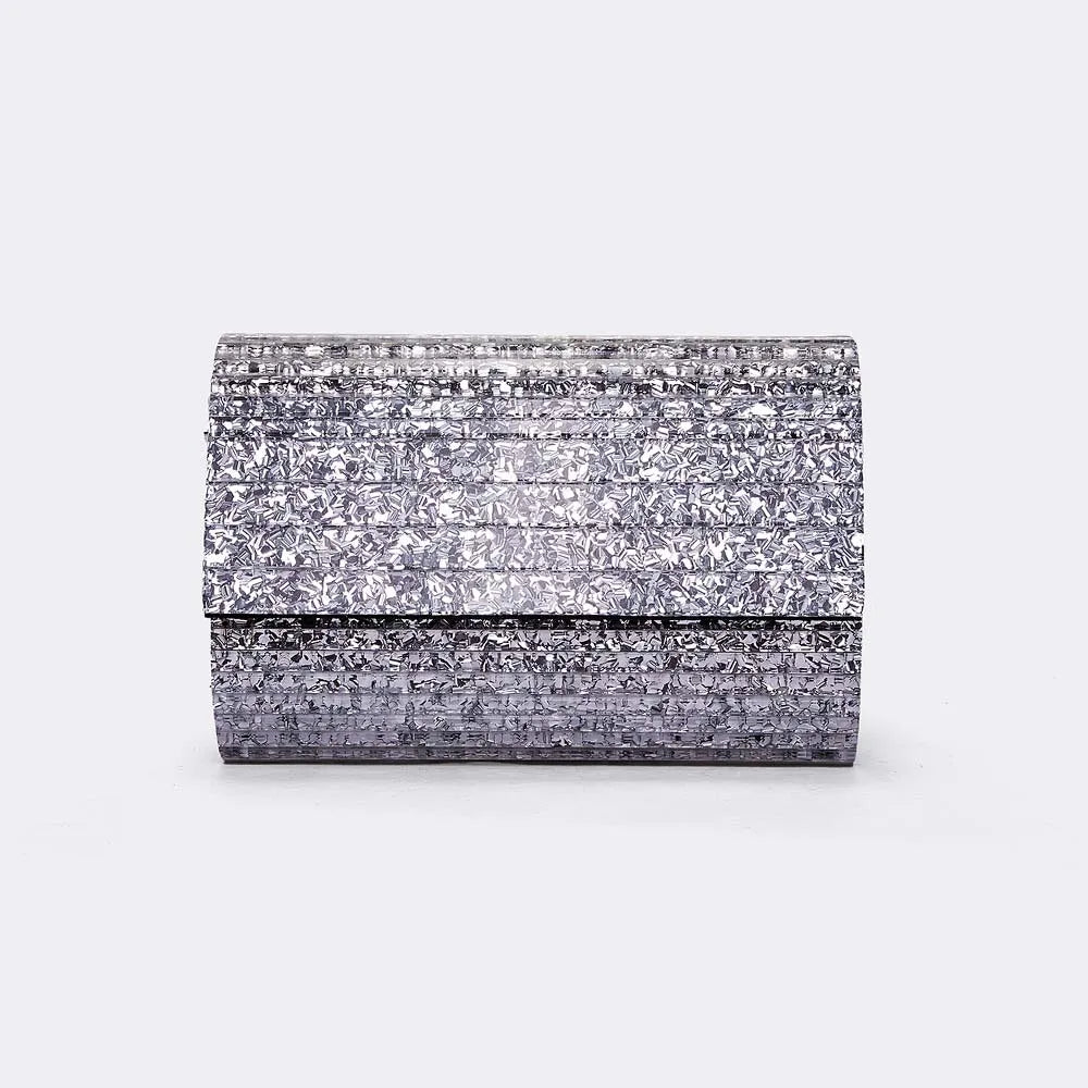 Fashionable Spliced Stripes Acrylic Evening Clutch Handheld Crossbody Ladies Bag for Weddings and Parties