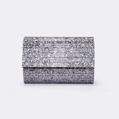 Fashionable Spliced Stripes Acrylic Evening Clutch Handheld Crossbody Ladies Bag for Weddings and Parties