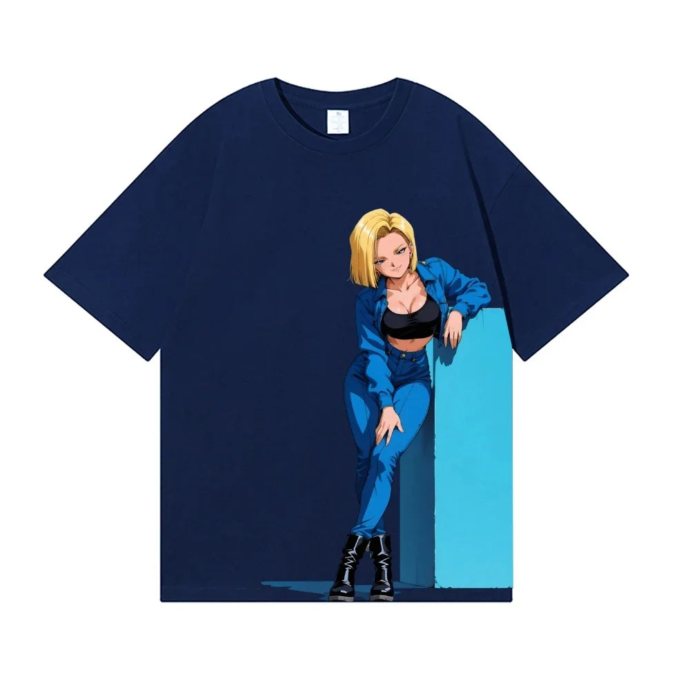 Dragon Ball Android 18 Japanese Style Classic Tee High-quality Streetwear Men's Clothing Women Clothing 2026 Summer New T Shirt