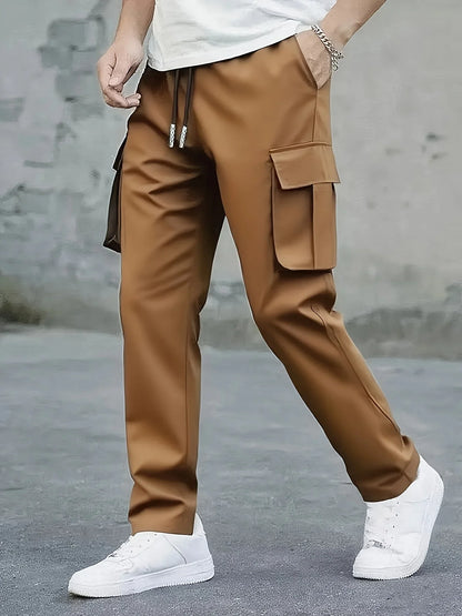 2026 Amazon Summer New Men's Work Pants European and American Independent Station Drawstring Multi Pocket Casual Pants