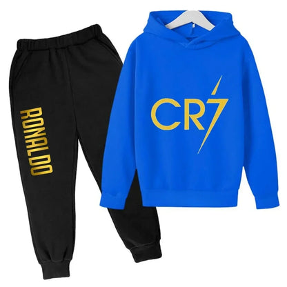 Ronaldo CR7 Print Football Idol Clothing Children Hoodie 2pcs Set Pants Suit Kids Boys Tracksuit Girls Clothing Sport Tracksuits
