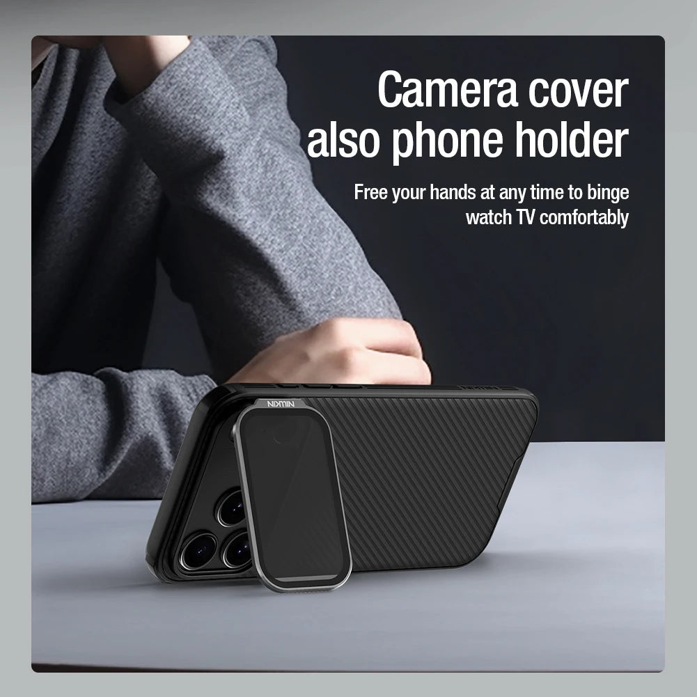 iPhone 17 Pro Max / 17 Pro Case CamShield Prop Camera Cover Transparent Stand Protection Back Cover Phone Case