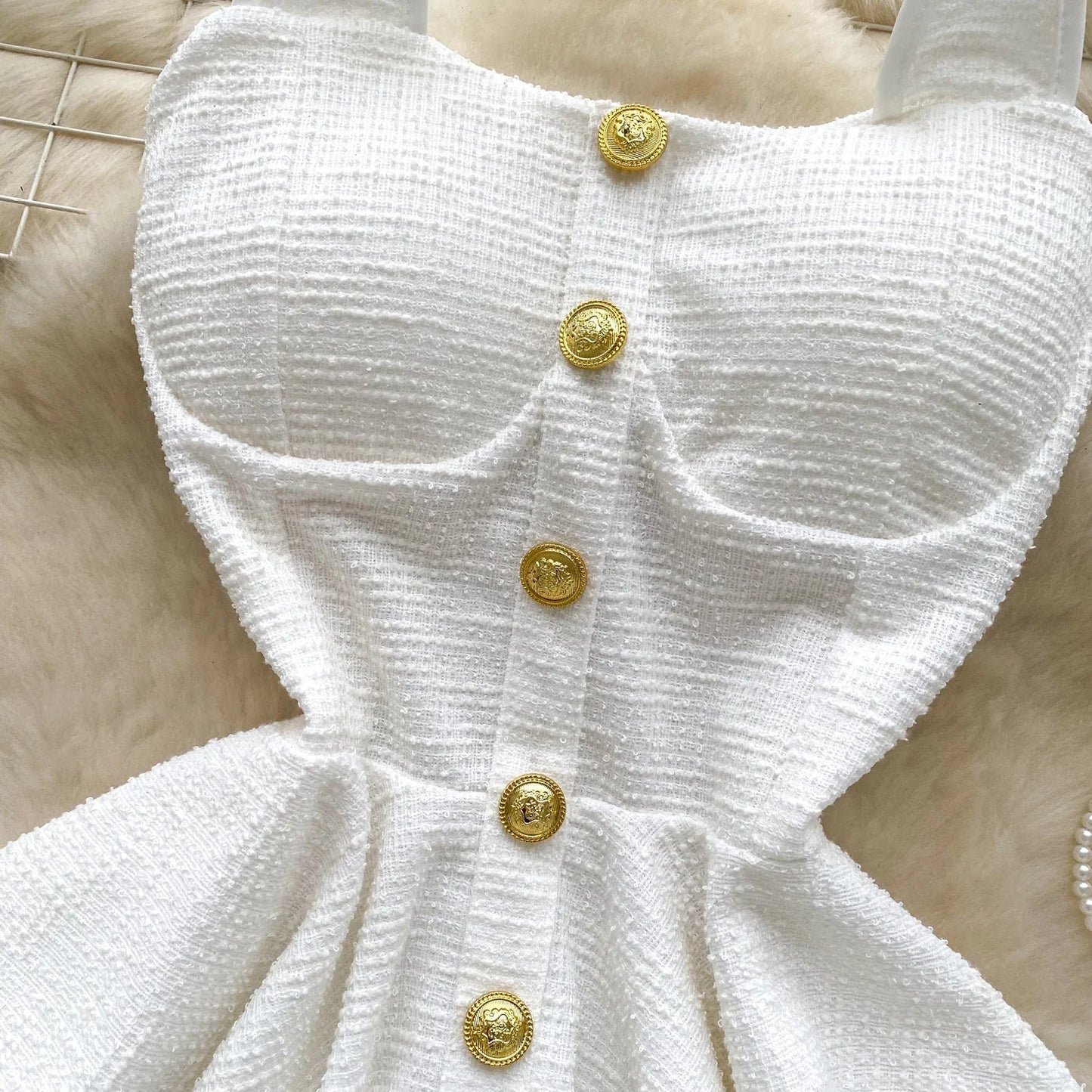 American Summer Women Camisole Halter Buttons Y2K Solid Slim Fit Tops Fashion Chic Tweed Design Hotsweet Tank Top