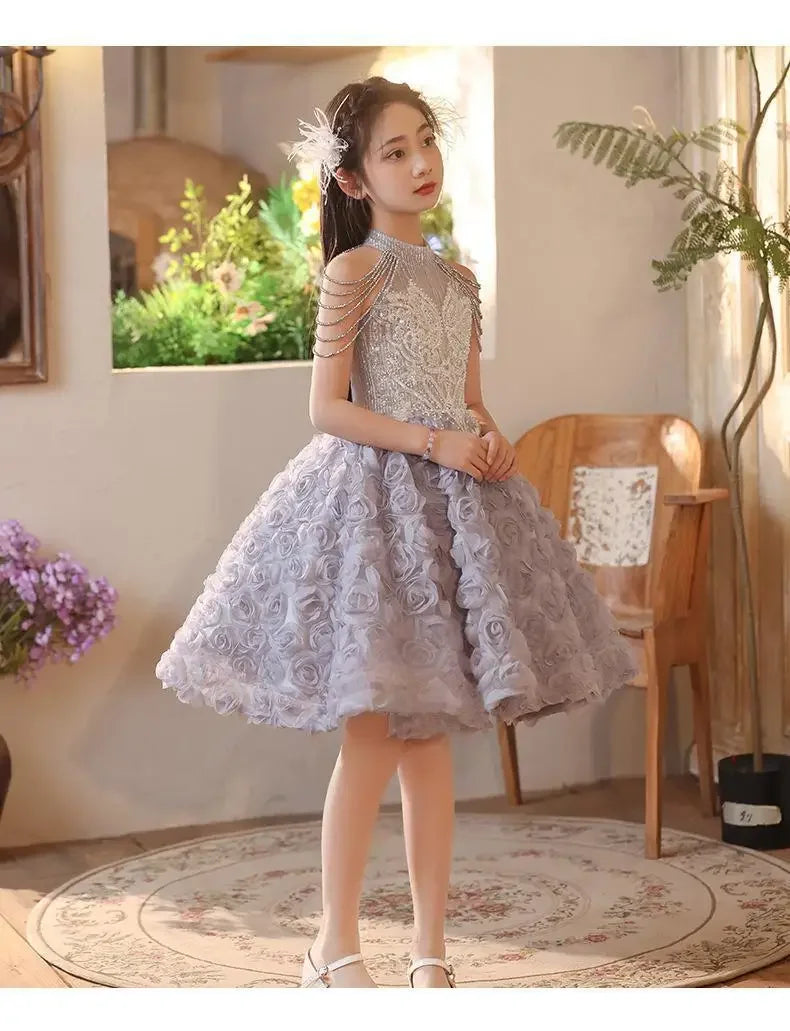 Elegant Girls Princess Dresses Birthday Party Pageant Gown Kids Costume Wedding Dress Formal Outfit Children Summer Clothes