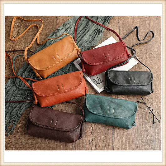 Handmade Retro Soft Cow Leather Women Bag 2026 New Simple Solid Color Shoulder Bags Leisure Ladies Small Messenger Bag