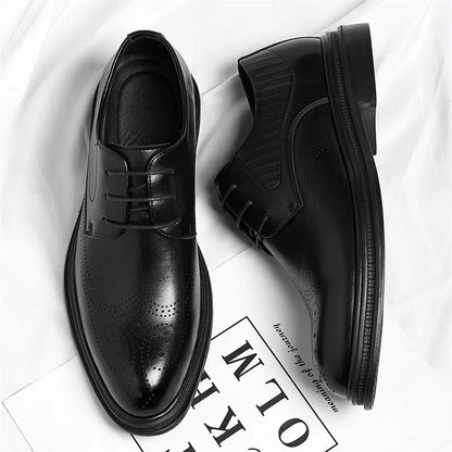 Business Formal Casual Wedding Shoes for Men Fashion New Designer Inner Increase Shoes Male Spring Autumn Retro Leather Shoe Man