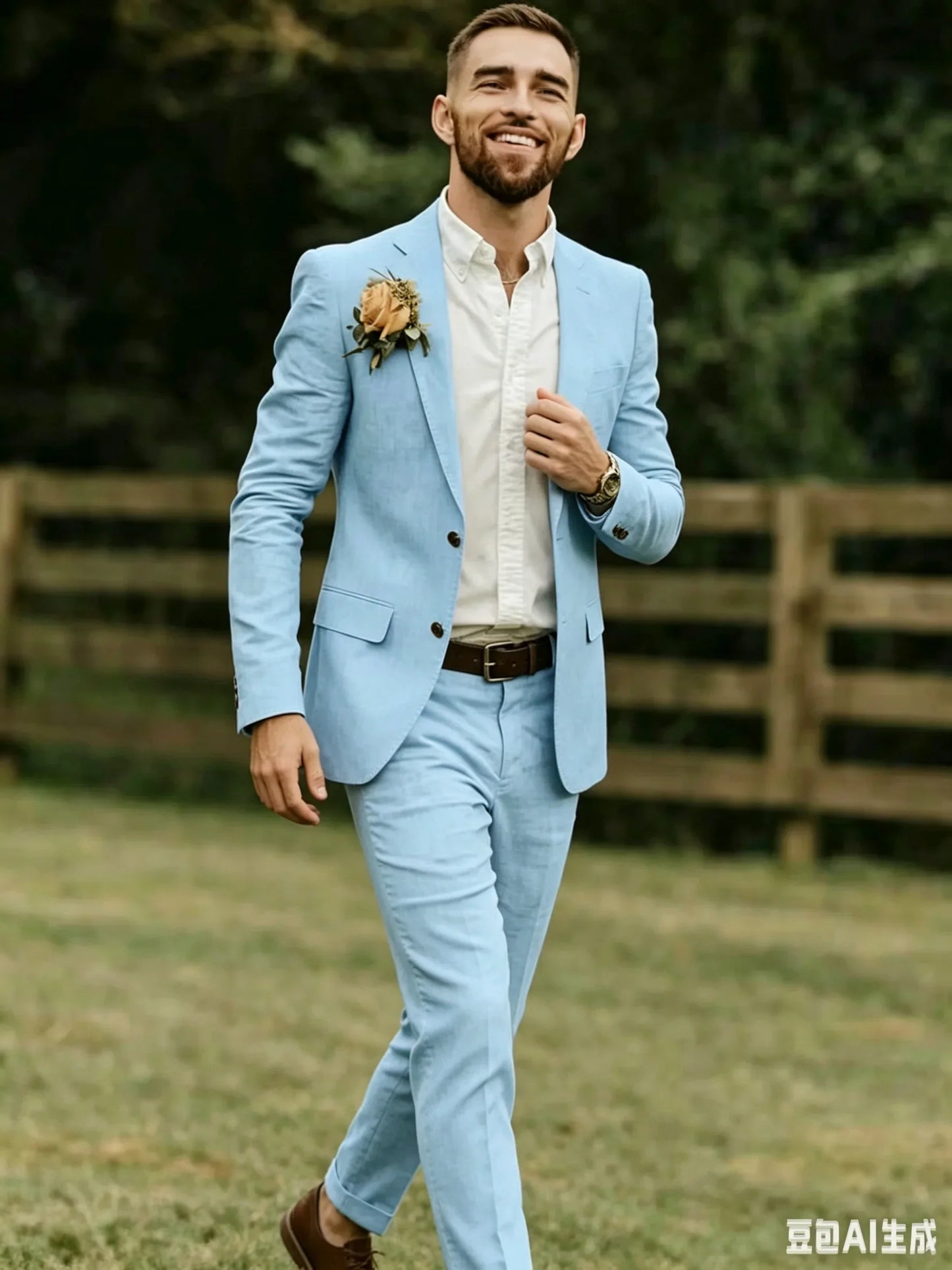 Blue/Beige Linen Wedding Suit for Men 2 Pieces Slim Fit Casual Prom Party Tuxedo Set Summer Men Clothes New Design Suits Outfits