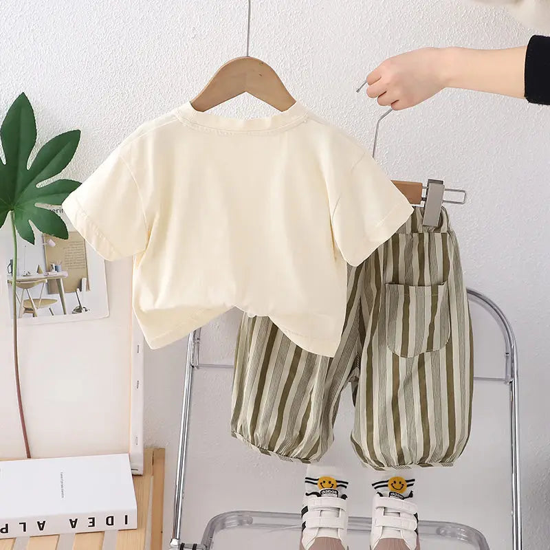 Summer Kids Baby Boys Clothing Suits Striped Short Sleeve T-Shirt Shorts Casual Clothes Outfit Infant Children Clothing 2PCS/Set
