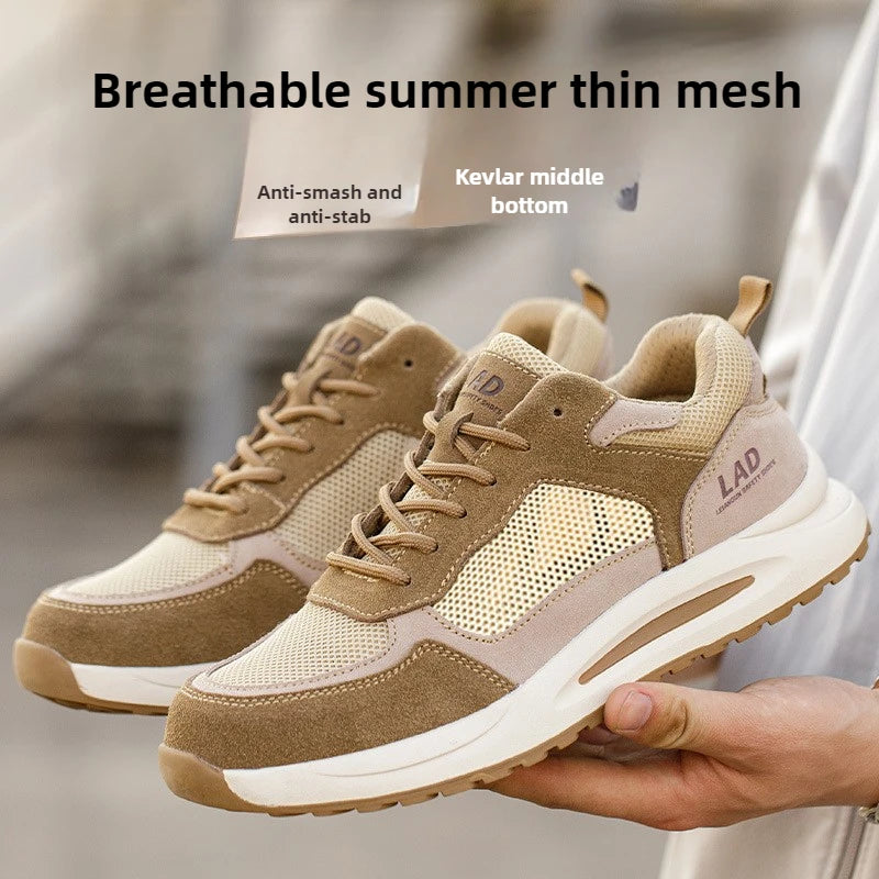 light summer safety shoes for men breathable work shoes odor proof work boots with steel toe cap construction protection shoes