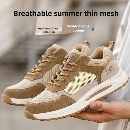 light summer safety shoes for men breathable work shoes odor proof work boots with steel toe cap construction protection shoes